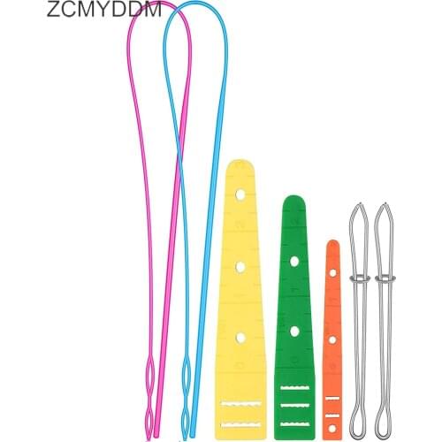 ZCMYDDM 7PCS Flexible Drawstring Threader Sewing Loop Turner Metal Tweezers for Wearing Rope DIY Weaving Tools