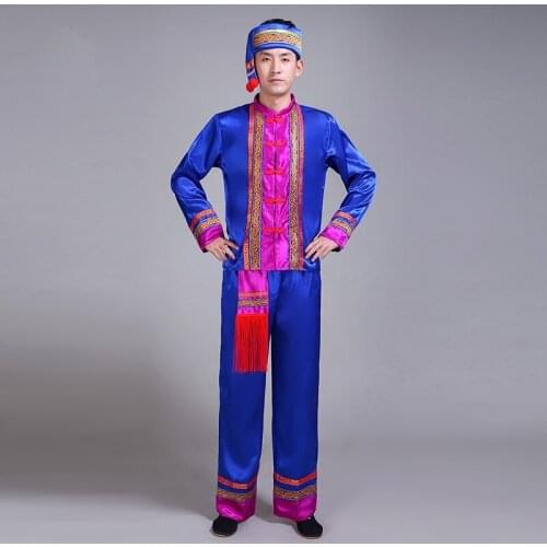 Hmong men clothes national Chinese folk dance thnic modern hmong clothes dance costumes classical hmong clothes design FF1526