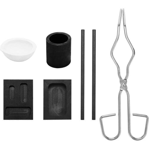 JFBL Hot 6 Pcs Torch Melting Silver Graphite Crucible Kit Graphite Crucible Ingot Mold Casting Tools Square Graphite and Quartz