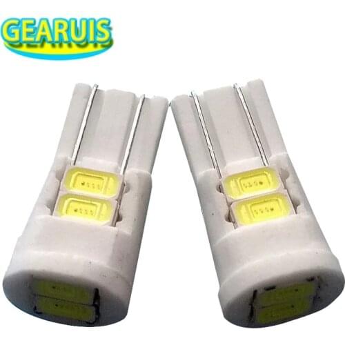 100pcs T10 Ceramic W5W 6 SMD 5630 80MA LED 194 168 Car License Plate Lamps Interior Light Bulbs White Car styling 12V