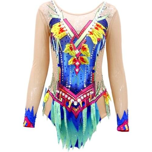 LIUHUO Women Girls Rhythmic Gymnastics Leotards Women Artisticartistique Swimming Jeweled Spandex Children Dance Swimming Suit