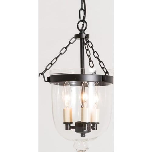 Three-head dining room lamp creative retro glass hallway porch lighting aisle corridor simple American chandelier
