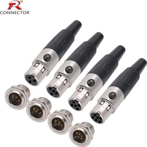 1set Mini XLR Connector, Mini Aviation MIC Microphone Connector, Zinc Alloy+copper pins with gold plated, 3 4 5 pins available