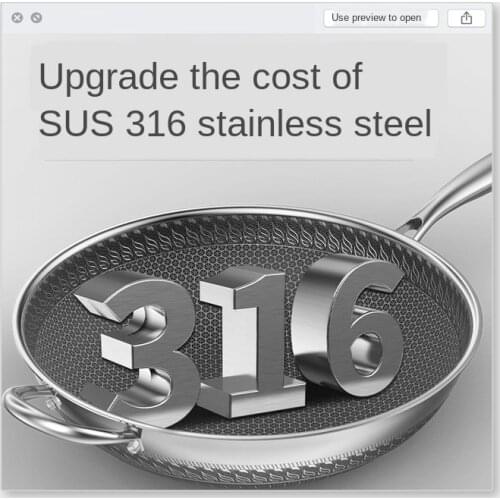New 316 Stainless Steel Honeycomb Frying Pan Non Stick Without Oil Fume And Coating Kitchen Cookware Wok Pots And Pans