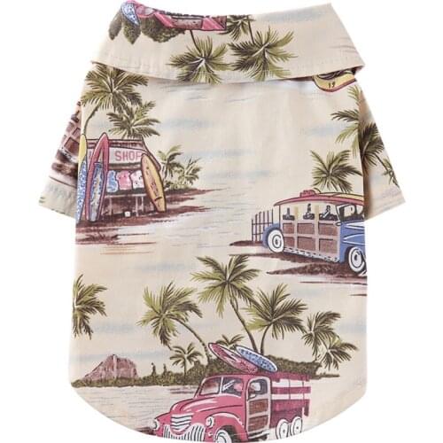 Dog Clothes Beach Shirt Dog Summer Hawaiian Shirt Casual Pet Travel Shirt Floral Short Sleeve Dog Cat Blouse #2