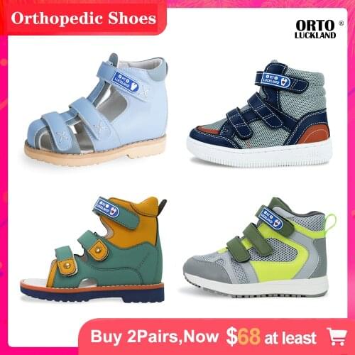 Ortoluckland Boys Mesh Orthopedic Sneaker Running Shoes For Children Kids Nubuck Leather Summer Sandals Toddler Small Sizes