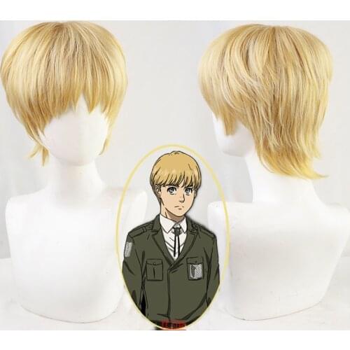 Final Season 4 Anime Attack on Titan Armin Arlert Cosplay Wig Short Golden Wig Shingeki No Kyojin Synthetic Hair + Free Wig Cap