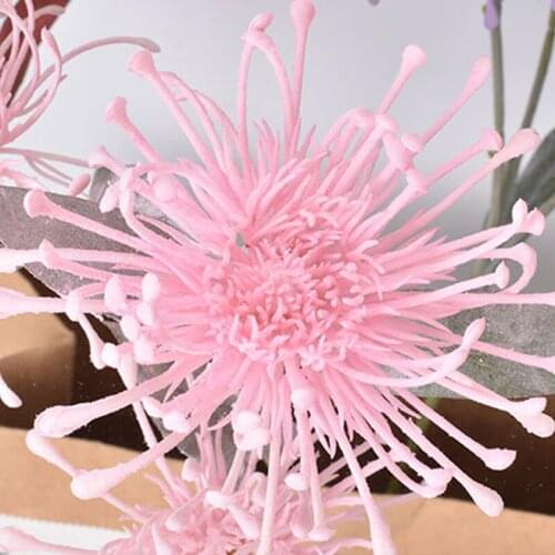 Plastic 3 heads needle cushion flower simulation flower crab claw flower fireworks wedding chrysanthemum floral decor plants