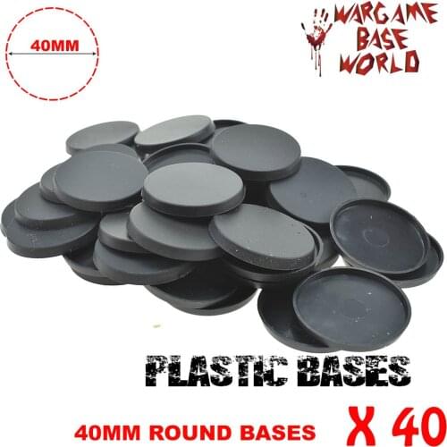 Plastic round 40mm bases for Miniatures and wargames x 40pcs