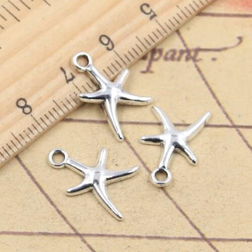 30pcs Charms Starfish Sea Star 17x12mm Tibetan Silver Color Pendants Antique Jewelry Making DIY Handmade Craft