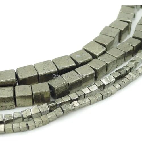 Natural Pyrite Square Horizontal Hole Beads Strand For Making Bracelets Or Necklaces Jewellery Approx 16 Inches