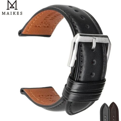 MAIKES luxury Genuine Leather Watch Band Soft Cowhide Leather Strap Bracelet For MIDO TISSOT Casio Watchbands
