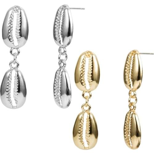 2 Pairs Bohemian Natural Shell Drop Earrings Seashell Dangle Earrings Summer Ear Jewelry