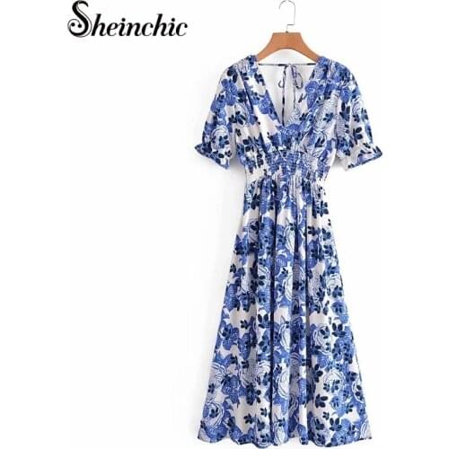 Голубые летние платья Sheinchic China At AliExpress