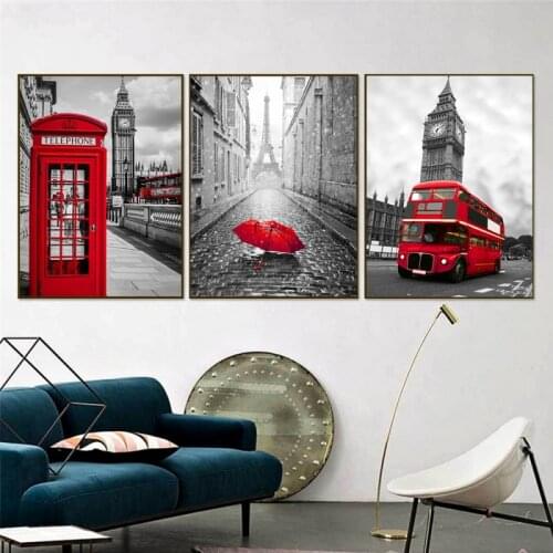 Nordic City London Paris Street Landscape Poster and Print Modern Wall Art Paintings on Wall for Living Room Decoration No Frame