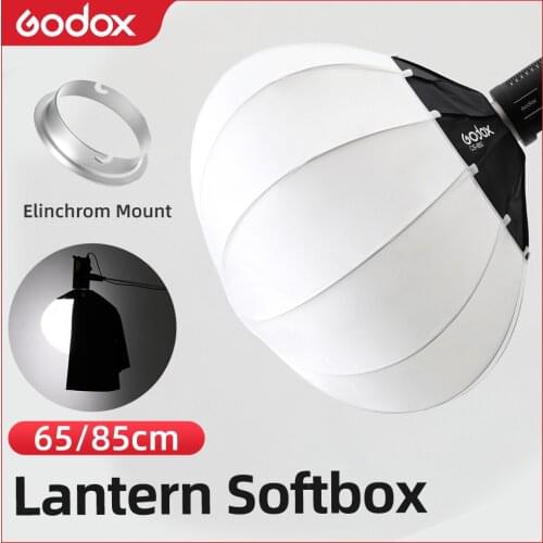 Godox 65cm or 85cm Lantern Foldable Quick-install Portable Round Shape Softbox Light + Skirt for Elinchrom Mount Studio Flash