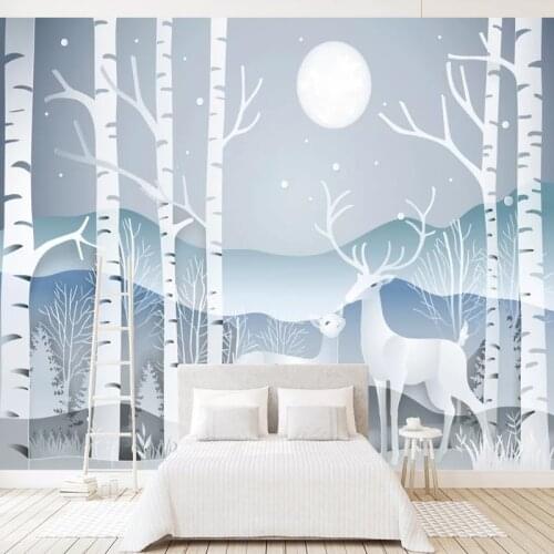 Modern Simple Abstract 3D Forest Elk Mural Wallpaper Living Room TV Sofa Bedroom Home Decor Backdrop Wall Papers Papel De Parede