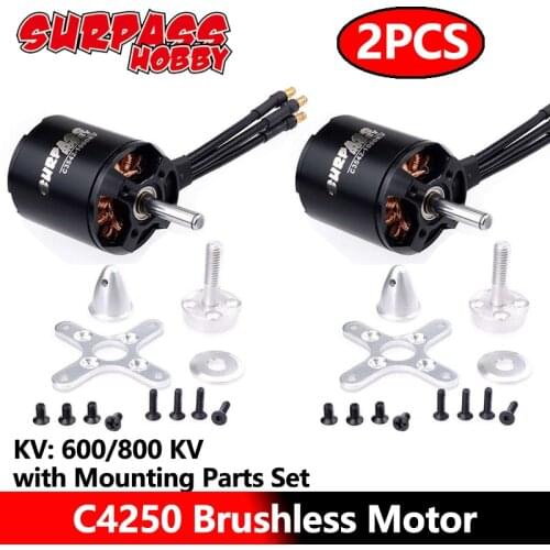 Surpass Hobby 2PCS C4250 600RPM 2kw 4250 Brushless Motor 48V 600KV 800KV for Airpalne Aircraft Multicopters RC Plane Helicopter