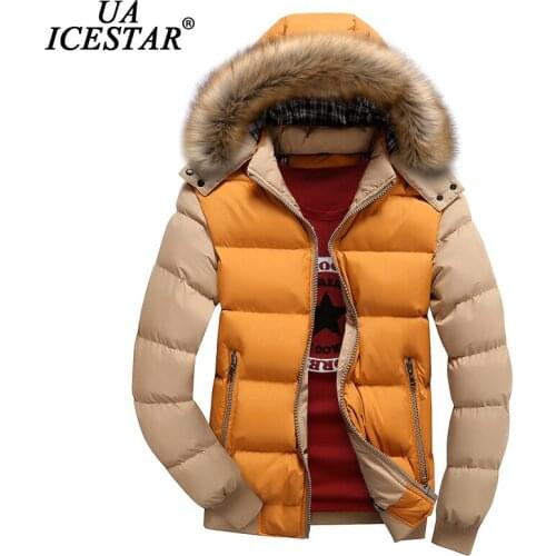UAICESTAR Winter Jacket Men Hooded Parkas Thick Warm Casual Color Matching Windproof Jacket Coat Plus Size S- 7XL Mens Clothing