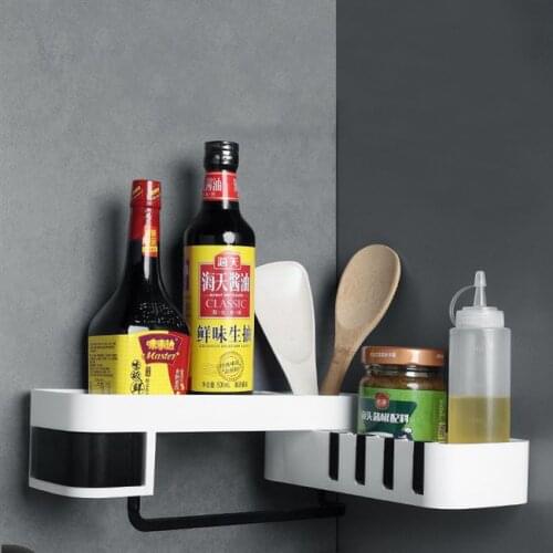 Bathroom kitchen corner shelf creative double-layer storage rack multi-function storage shelf seamless wall-mounted