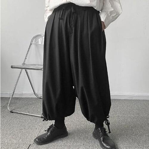 Japanese Wide-leg Pants Work trouser Black Men Nikkapoka pants