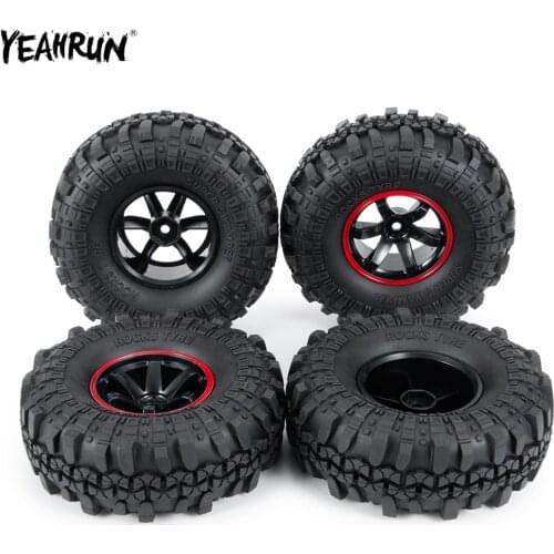 YEAHRUN 1/2/4Pcs 1.9inch Plastic Wheel Hub Rims with 110mm Rubber Tires For 1/10 Axial SCX10 90046 D90 D110 RC Rock Crawler Car