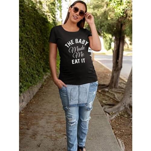 Maternity The Baby Made Me Eat It Funny Food Pregnancy Shirt Announce Pregnancy Im Pregnant Cute Baby Bump T Shirt Clothes