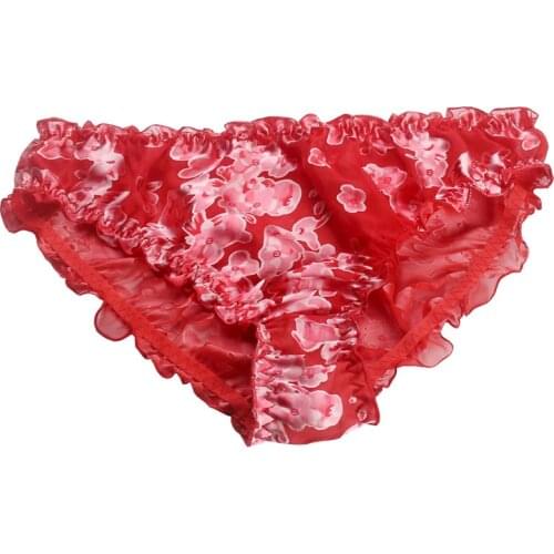 100% Mulberry Silk Women Panties Sexy Pure Silk Transparent Floral Ruffles Briefs L XL XXL Free Shipping