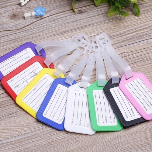 1PC Plastic Luggage Tags Holder Labels Strap Name Address ID Suitcase Bag Baggage Travel Luggage label