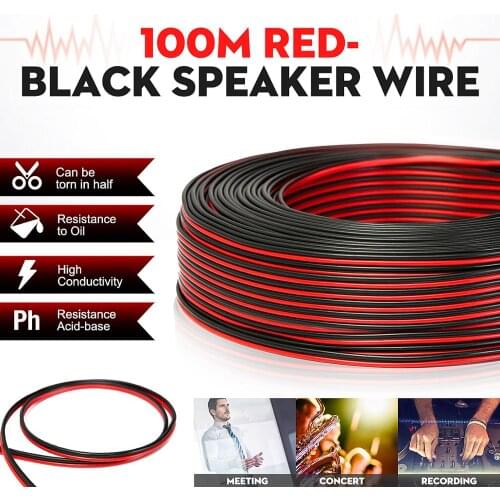 100m 2 x 0.50mm Audio Cable Loudspeaker Speaker Wire Black/Red HiFi/Car Motorcycle