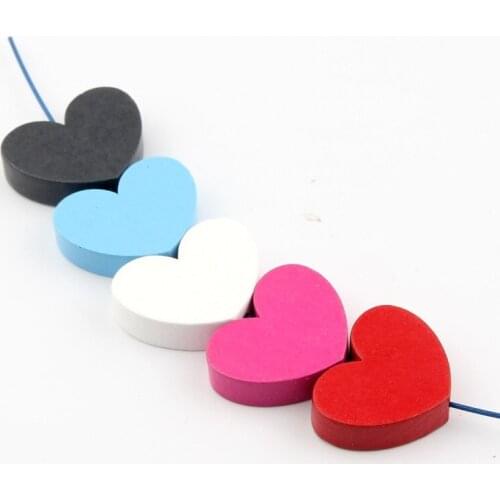 100pcs large DIY Multicolor Wood Beads 30x23x7.5mm Heart Shape Wooden Spacer Beads For jewelry Making DIY Wood Pacifier clip