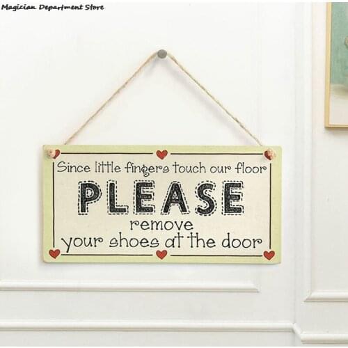 10x20 Wooden Crafts Hanging Home Door And Window Decoration Wall Tree Decoration "Since Little Finger Touch Our Door" Retro Deco