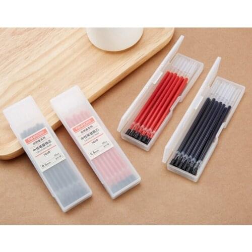 12pcs Red Black Blue Gel Ink Pen Refill Set 0.5mm Ballpoint Metal Writing Signature Stationery Office School Work Supplies H6738