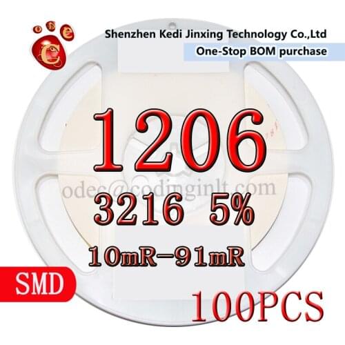 1206 3216 5% SMD resistor 100pcs 10mR 12mR 15mR 20mR 22mR 24mR 30mR 33mR 36mR 39mR 43mR 47mR 51mR 56mR 62mR 68mR 75mR 82mR 91Mr