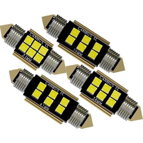 1x New C5W LED Canbus Festoon 31mm 36mm 39mm 41mm C10W LED Bulb No error 12V 6000K White 6 SMD Car Interior License Plate Lamp