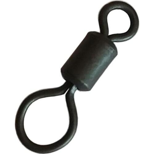 20pcs Rolling Fishing Swivels Carp Fishing Accessories Long Body Matte Black Carp Fishing Connector 17mm Pesca Peche