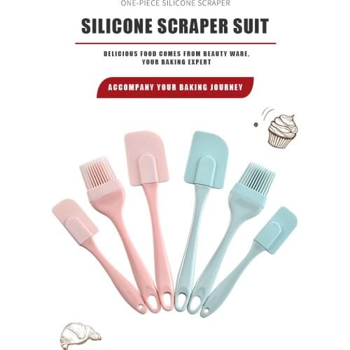 3PCS/Set Homatter Cream Scraper DIY Bread Cake Butter Spatula Mixer Oil Brush Kitchen Baking Tool Silicone Spatula Non-stick