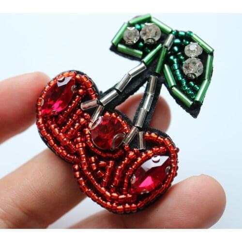 3pcs/lot Fruit beaded patches for clothes DIY sew on cherry parch appliques Embroidery applique parch ropa clothing accessory