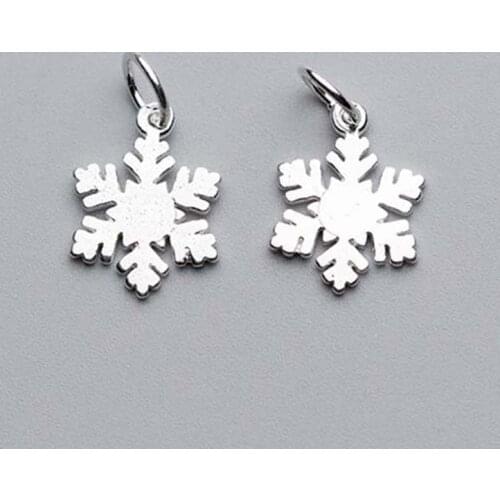 925 Sterling Silver Fancy Snow Charms 14x12mm Christmas Decoration Pendants DIY Jewelry Making Women Earrings Bracelets Garments