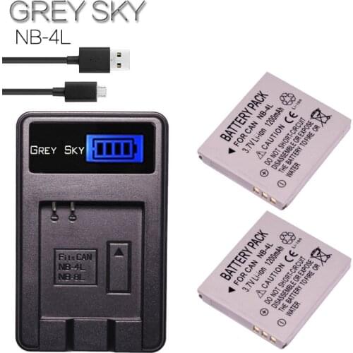 2Pcs NB-4L NB 4L Battery + USB LCD Charger for Canon PowerShot SD200 SD300 SD400 SD430 SD450 SD600 SD630 SD750 SD780 IS