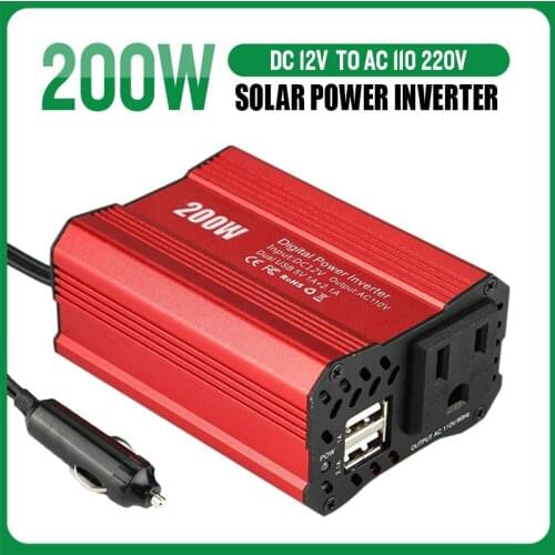 Car Power Inverter 200W 12V 220V Converter Auto Charger Converter Adapter Red Modified Sine Wave EU Socket Miniature