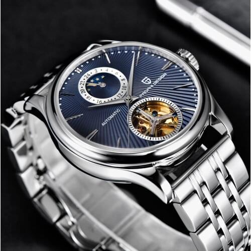 2021 PAGANI DESIGN New Mens Watch Top Stainless Steel Automatic Mechanical WristWatch Luxury Waterproof Tourbillon Moon Clock