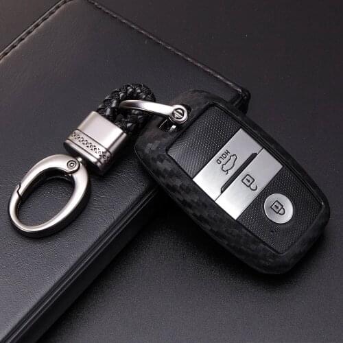 Carbon Fiber Car Key Case For KIA Rio K2 Sportage R 2017 Optima K5 Ceed Sorento Soul Cerato K3 Forte 2018 2011-2015 Niro Sedona