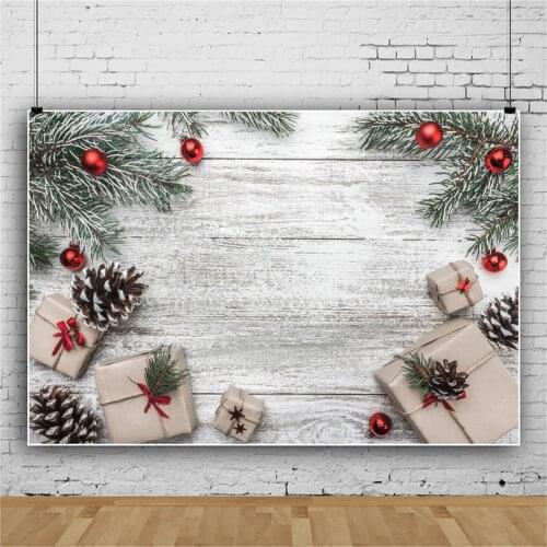 Wood Backgrounds For Photography Planks Board Winter Christmas Festivals Pine Gift Party Baby Portrait Photo Backdrop Photocall