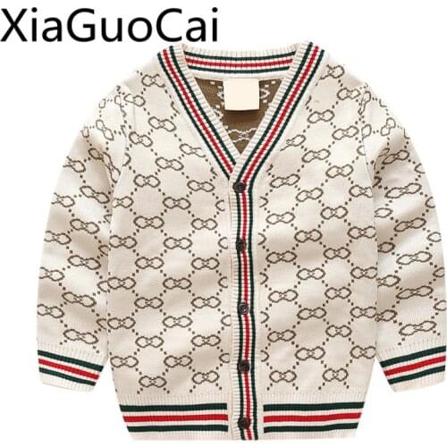 Kids Knit Sweater Childrens Wear Wholesale Children Wear Striped Jacket Girl Sweater Mercerized Cotton Boys Sweater Cardigan