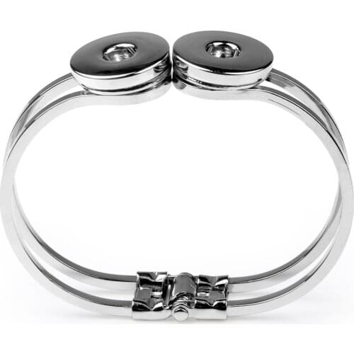 Double Snap Buttons Interchangeable Expandable Fashion Design Alloy Fit Bracelet Bangles For 18mm Snap Jewelry Making