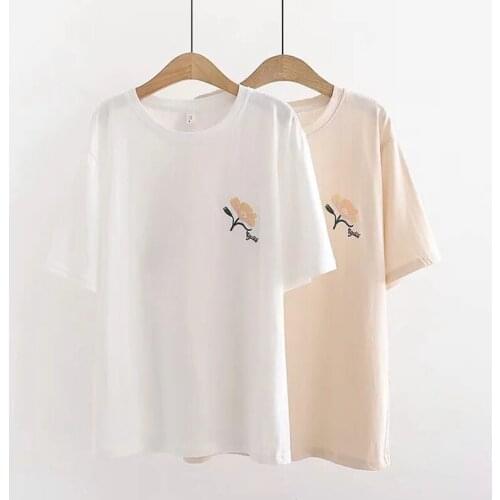 DOUJILI Women T- Shirts Short Sleeve Solid Color Soft Cotton Top Tees Round Neck Causal Tops Summer Style M Size
