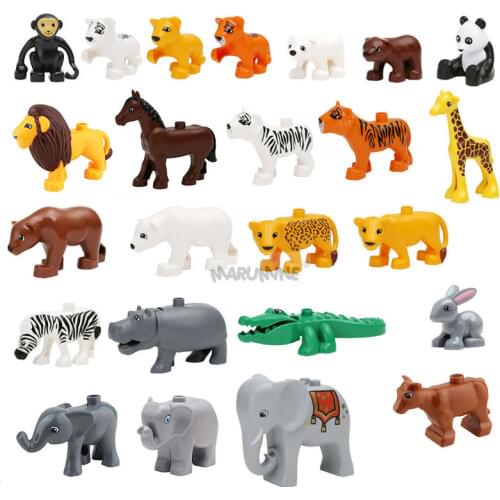 MARUMINE Big Size Duplo Blocks Zoo Animal Panda Tiger Elephant Educational DIY Toys Building Bricks for children Learning