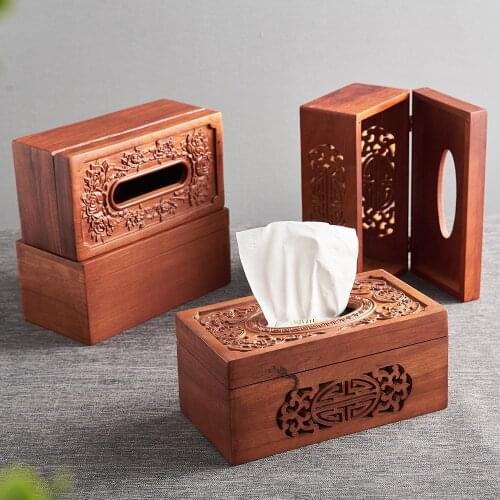 Chinese Style Tissue Wet Wipes Box Luxury Retro Retangle Paper Holder Ring Tissue Storage Box One