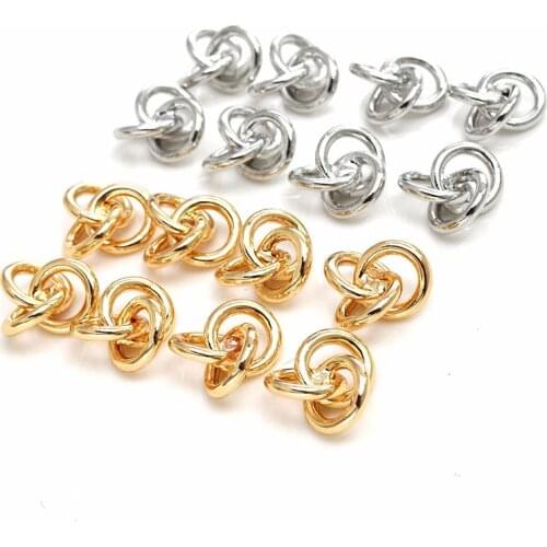 Copper Plating 14K Gold Silver Round Circle Ring Charms 10pcs/lot For DIY Fashion Jewelry Making Finding Accessories